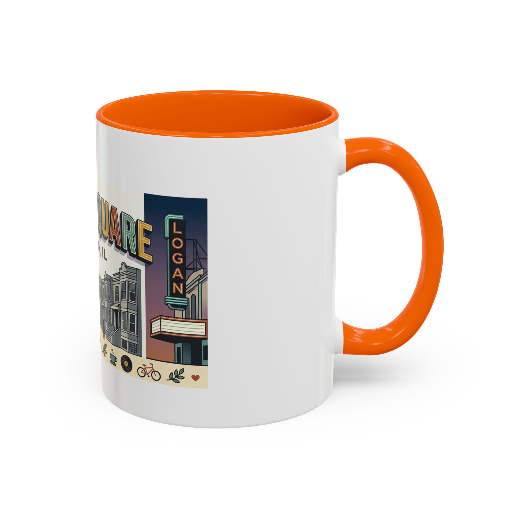 Logan Square Chicago Accent Coffee Mug — Retro Neighborhood Scenic 11/15oz