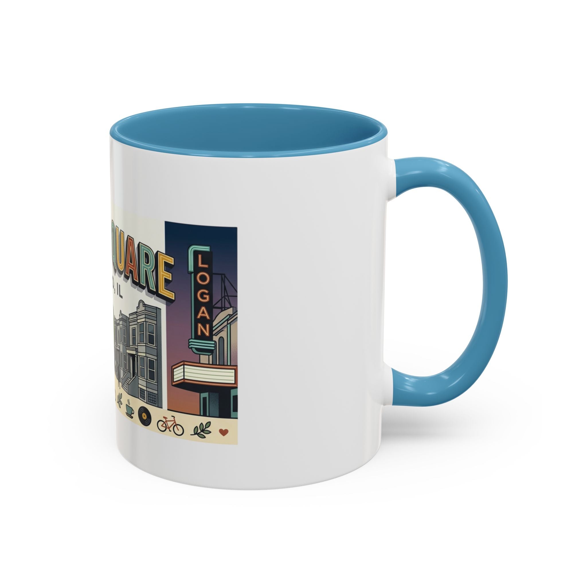 Logan Square Chicago Accent Coffee Mug — Retro Neighborhood Scenic 11/15oz