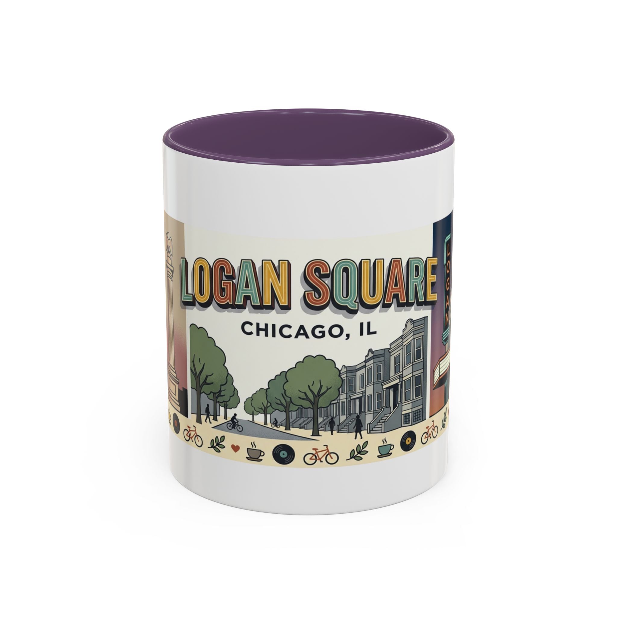 Logan Square Chicago Accent Coffee Mug — Retro Neighborhood Scenic 11/15oz