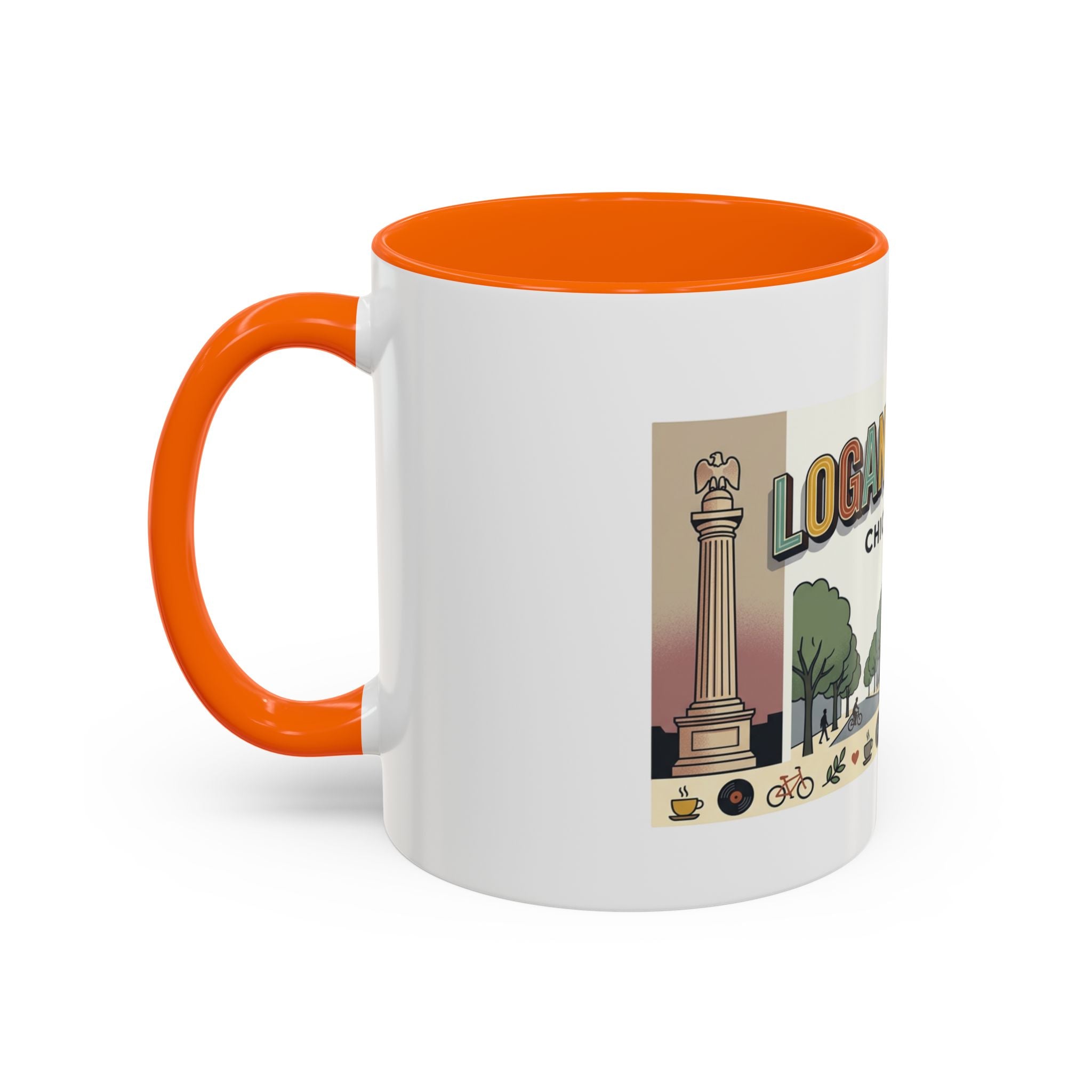 Logan Square Chicago Accent Coffee Mug — Retro Neighborhood Scenic 11/15oz