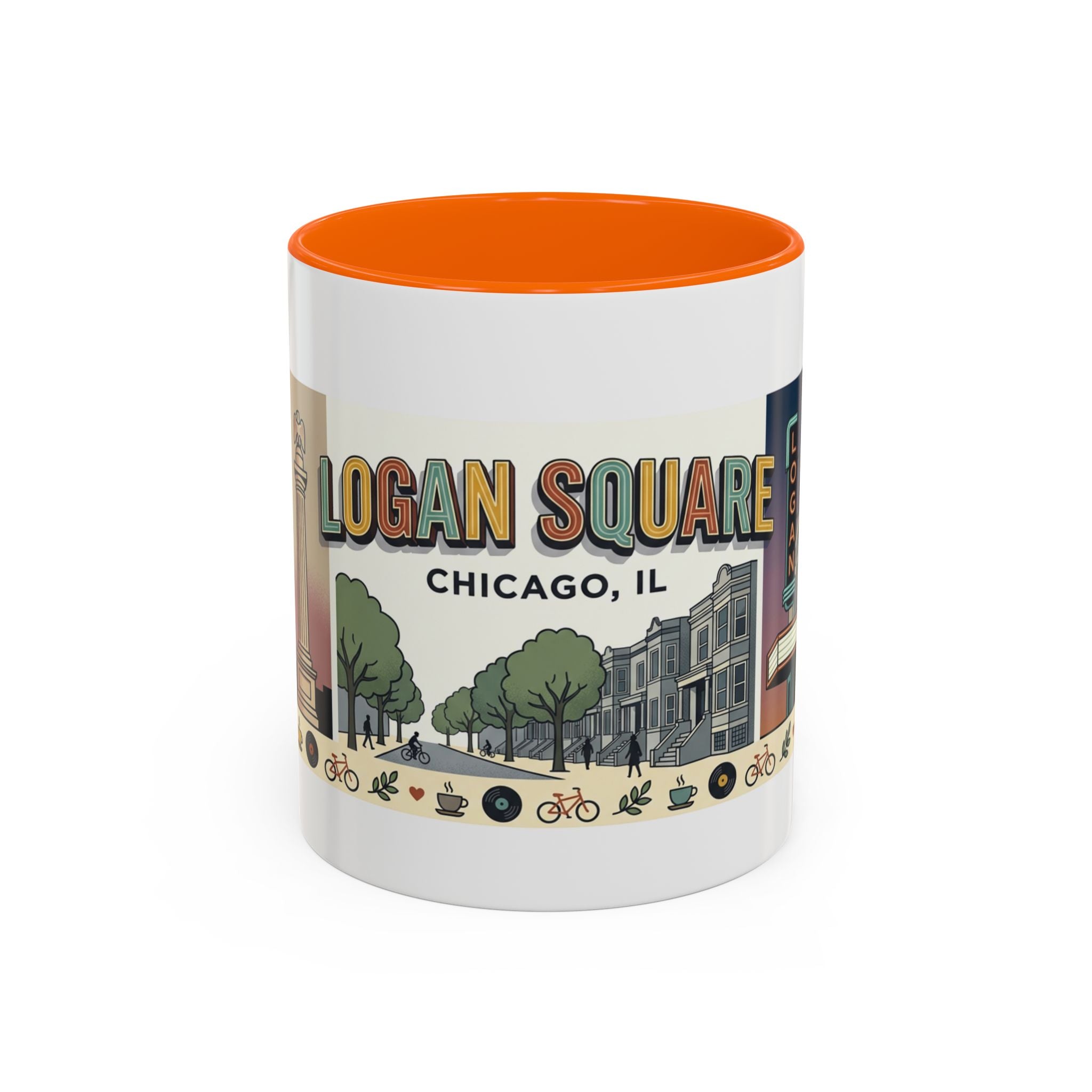 Logan Square Chicago Accent Coffee Mug — Retro Neighborhood Scenic 11/15oz