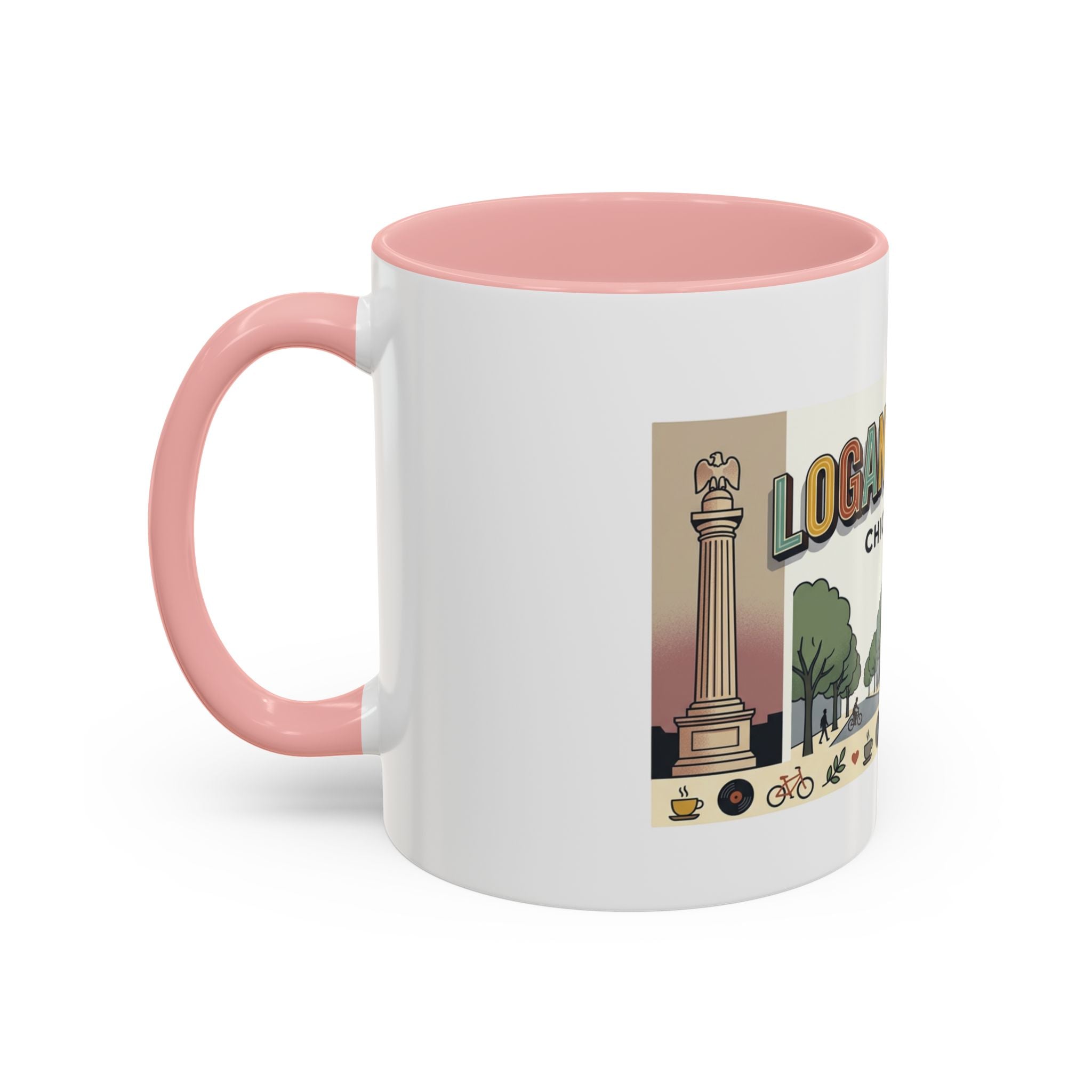 Logan Square Chicago Accent Coffee Mug — Retro Neighborhood Scenic 11/15oz