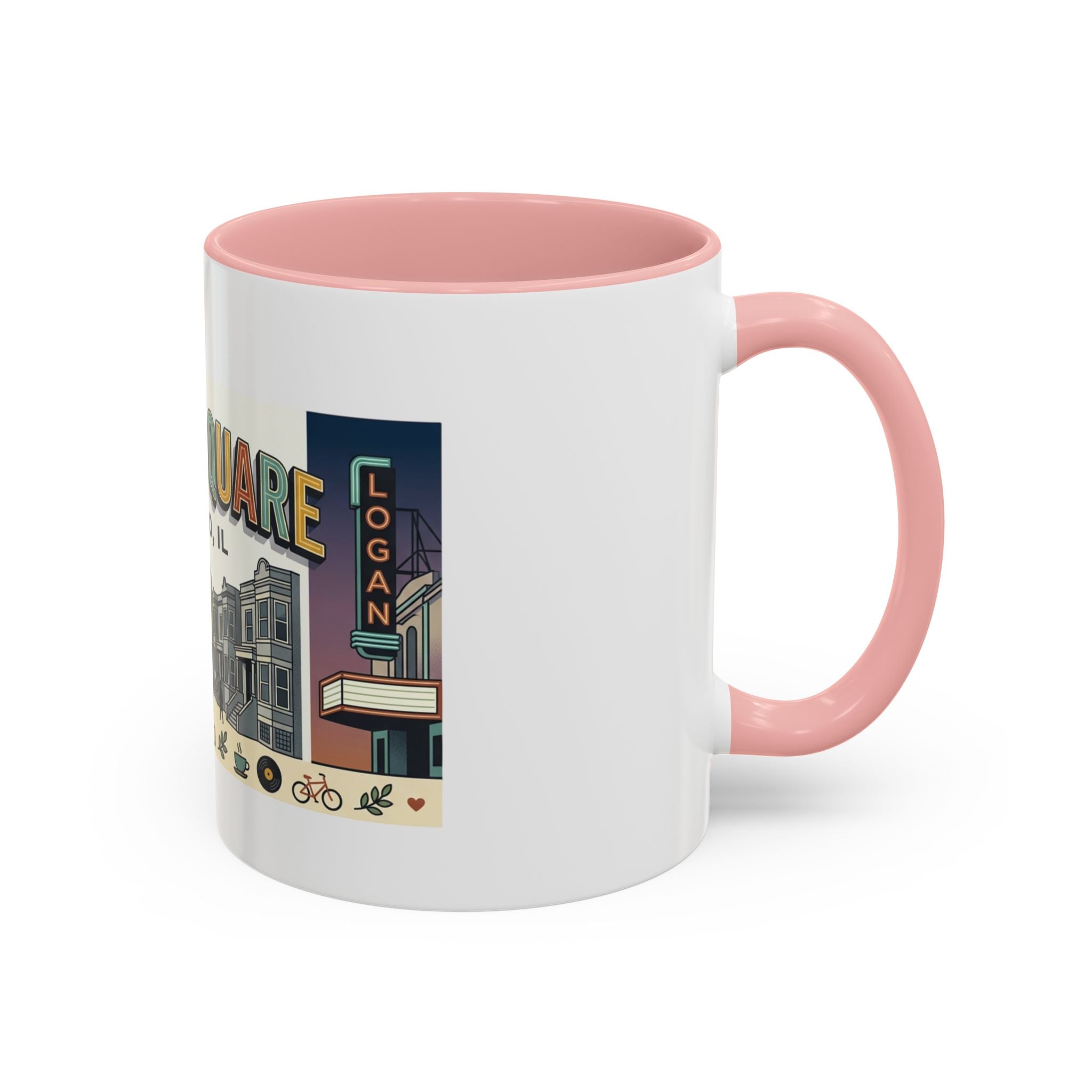 Logan Square Chicago Accent Coffee Mug — Retro Neighborhood Scenic 11/15oz