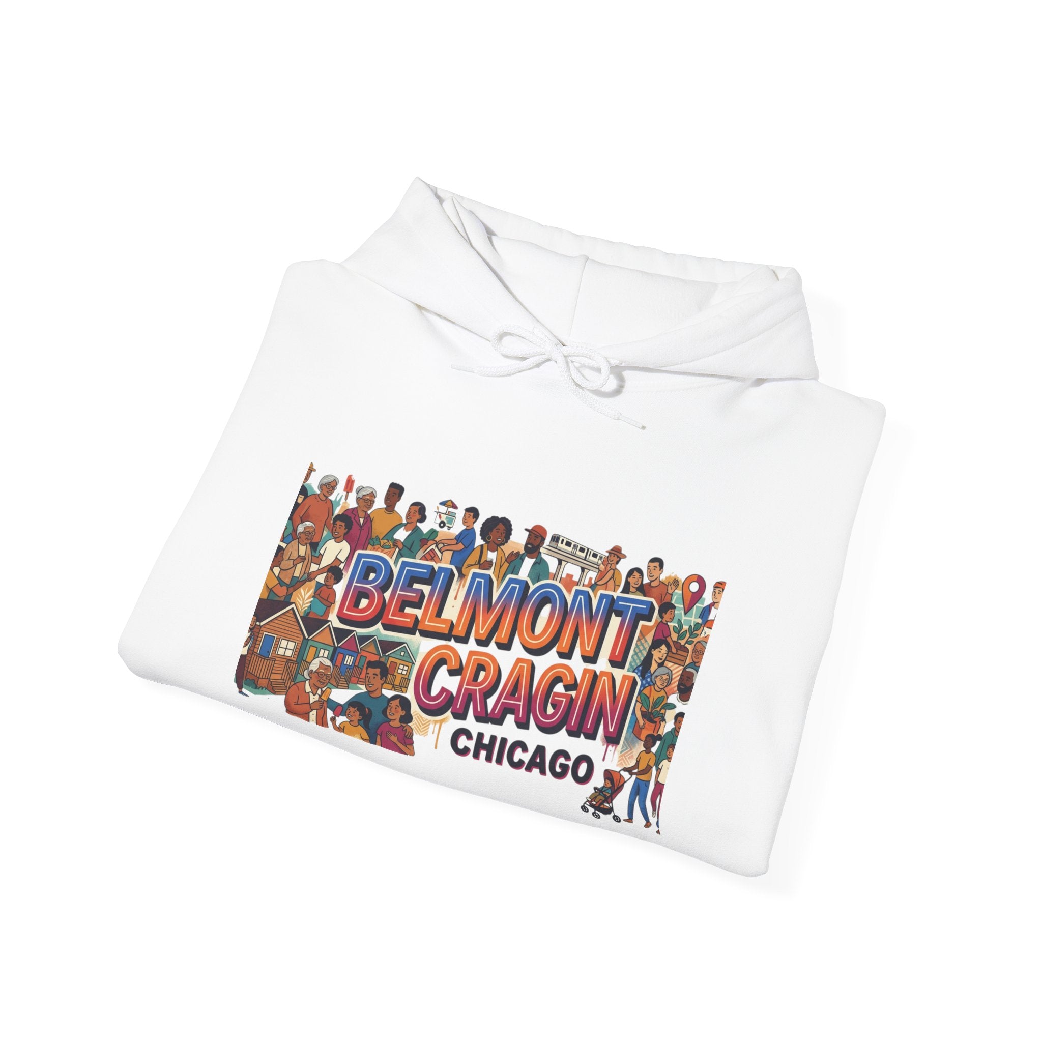 Belmont Cragin Chicago Neighborhood Hoodie – Vintage Postcard Street Art Crew