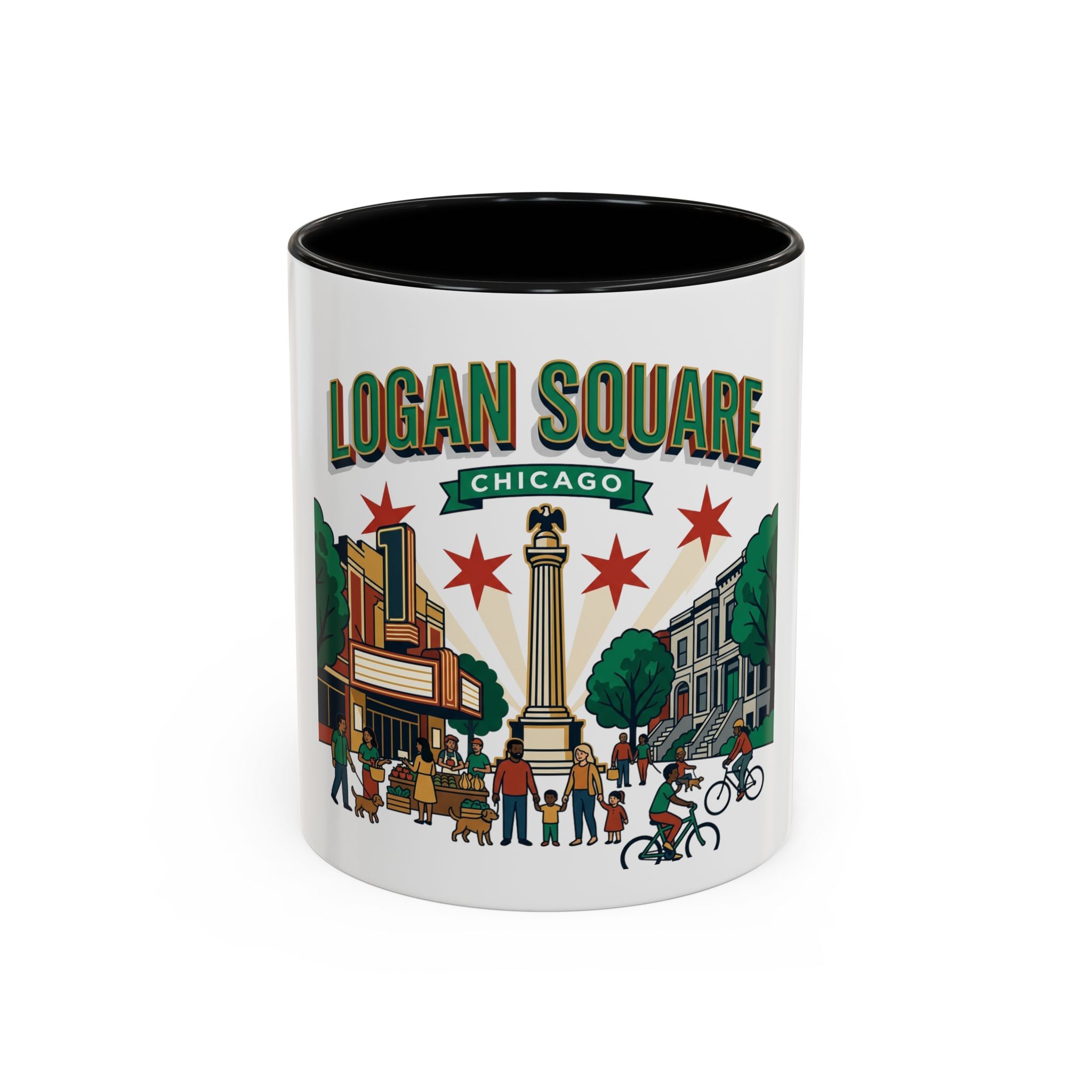 Logan Square Chicago Accent Coffee Mug — Neighborhood Skyline Travel Mug (11/15oz)