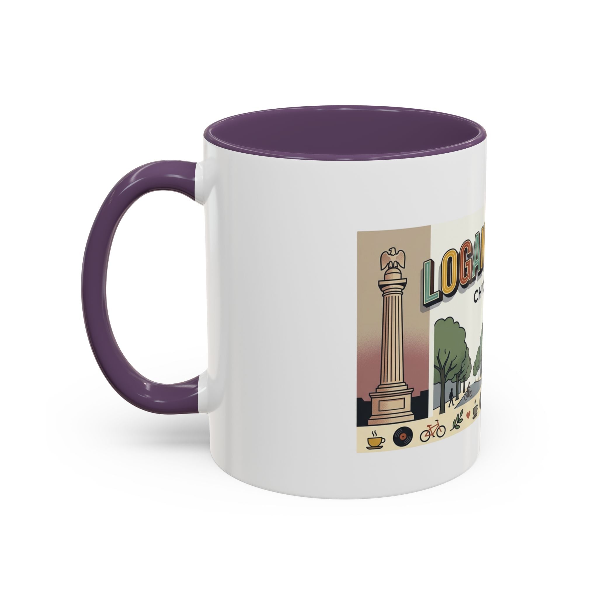 Logan Square Chicago Accent Coffee Mug — Retro Neighborhood Scenic 11/15oz