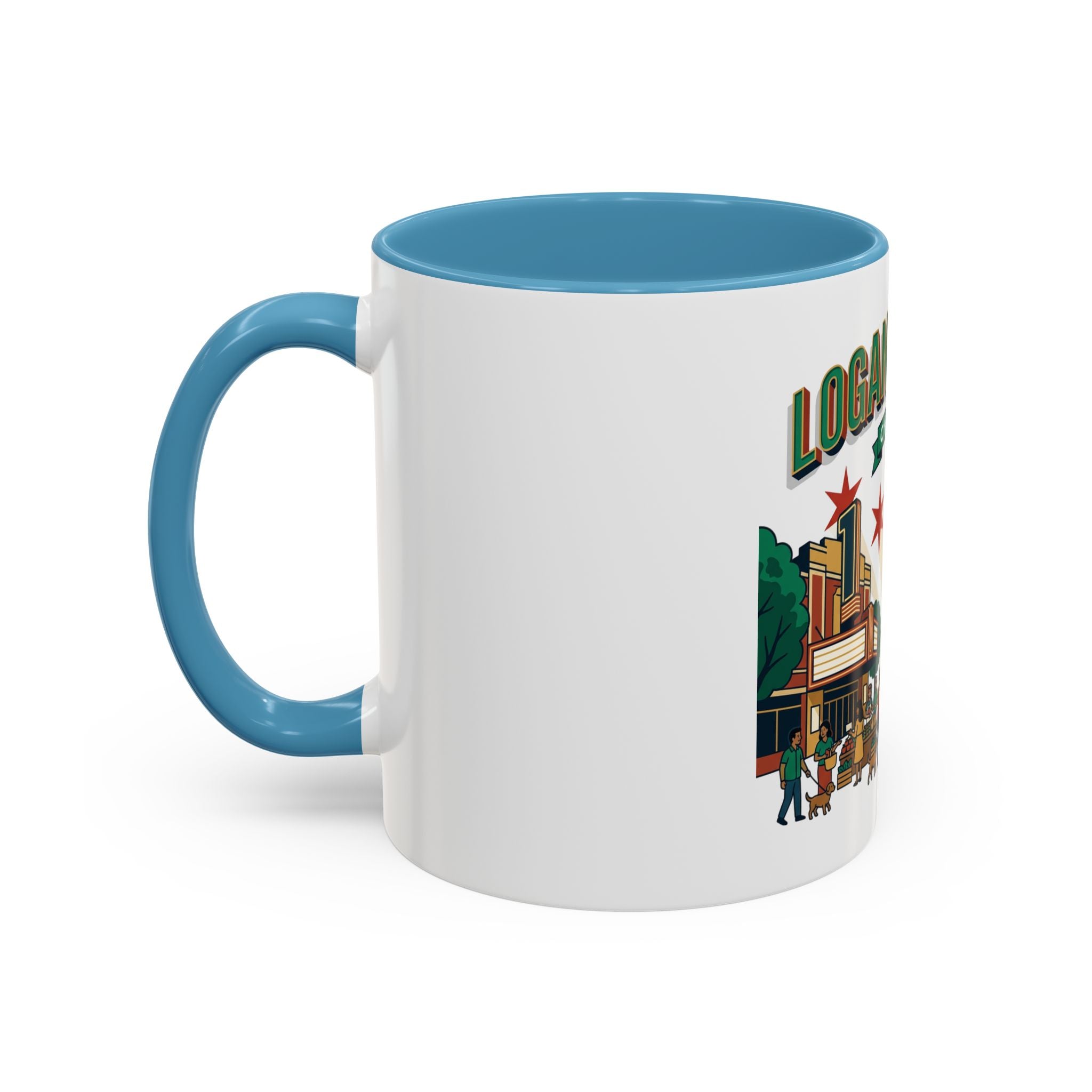 Logan Square Chicago Accent Coffee Mug — Neighborhood Skyline Travel Mug (11/15oz)