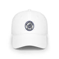 Low Profile Baseball Cap with Small State Seal Embroidery — Minimalist White Hat