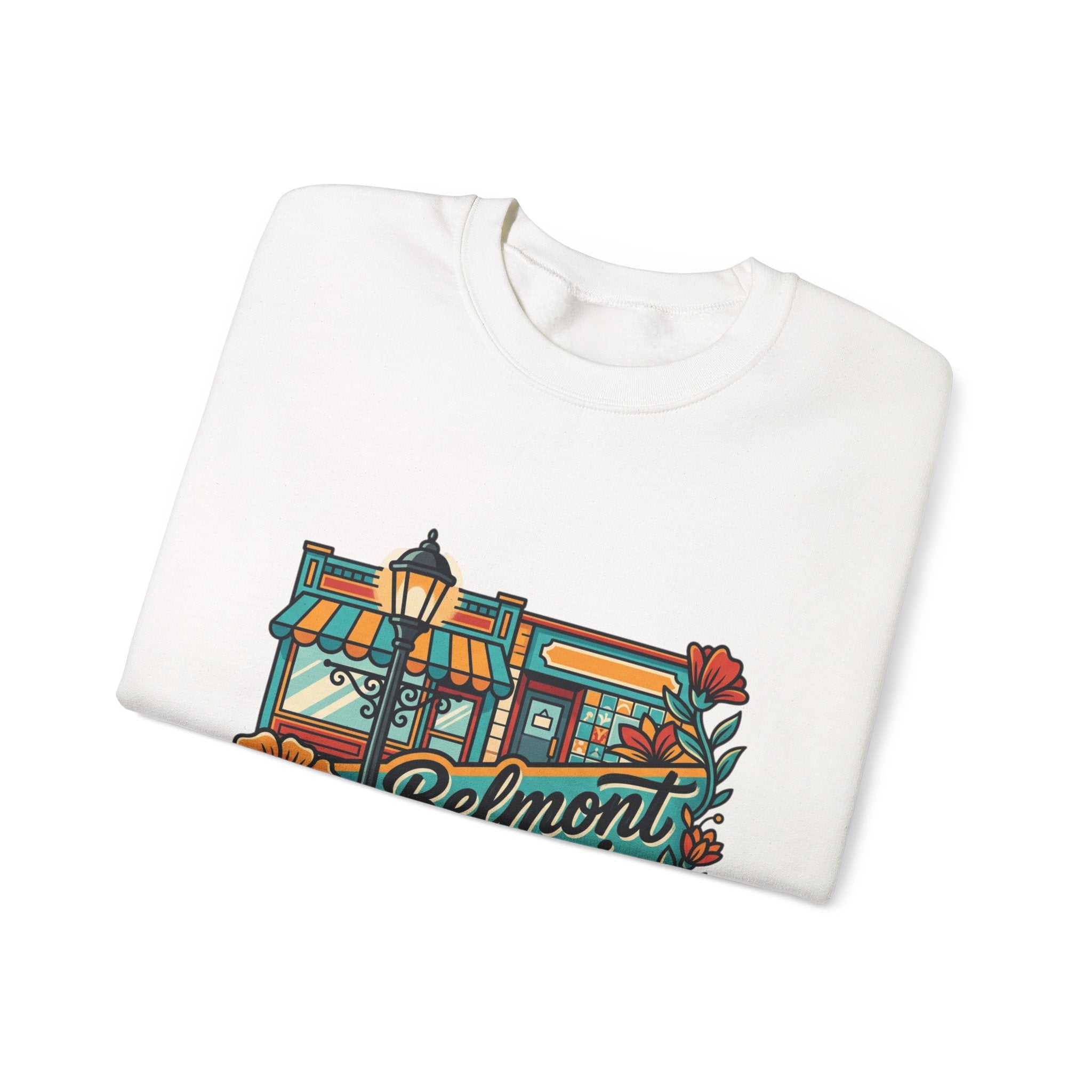 Belmont Cragin Neighborhood Crewneck Sweatshirt – Vintage Floral Block Print