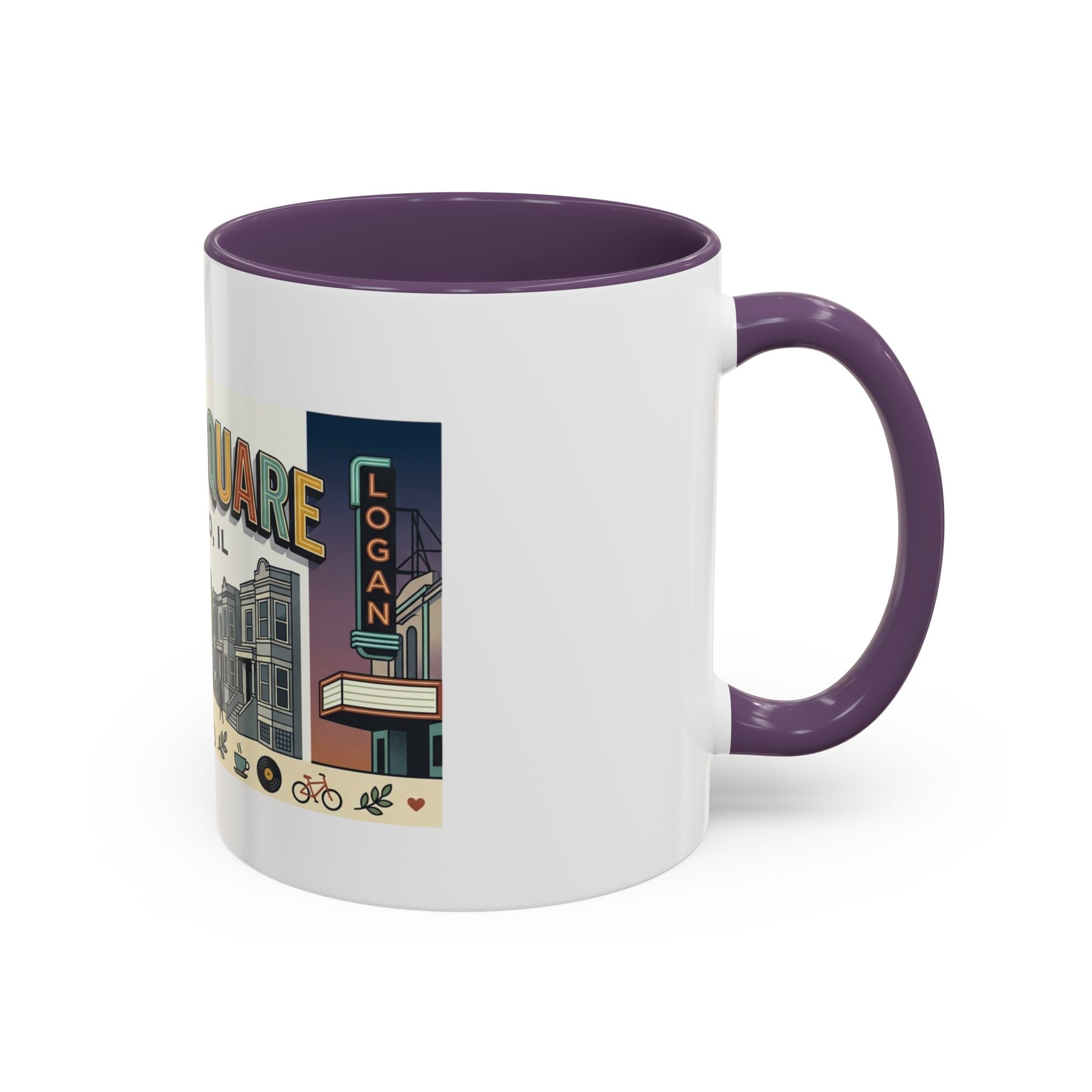 Logan Square Chicago Accent Coffee Mug — Retro Neighborhood Scenic 11/15oz