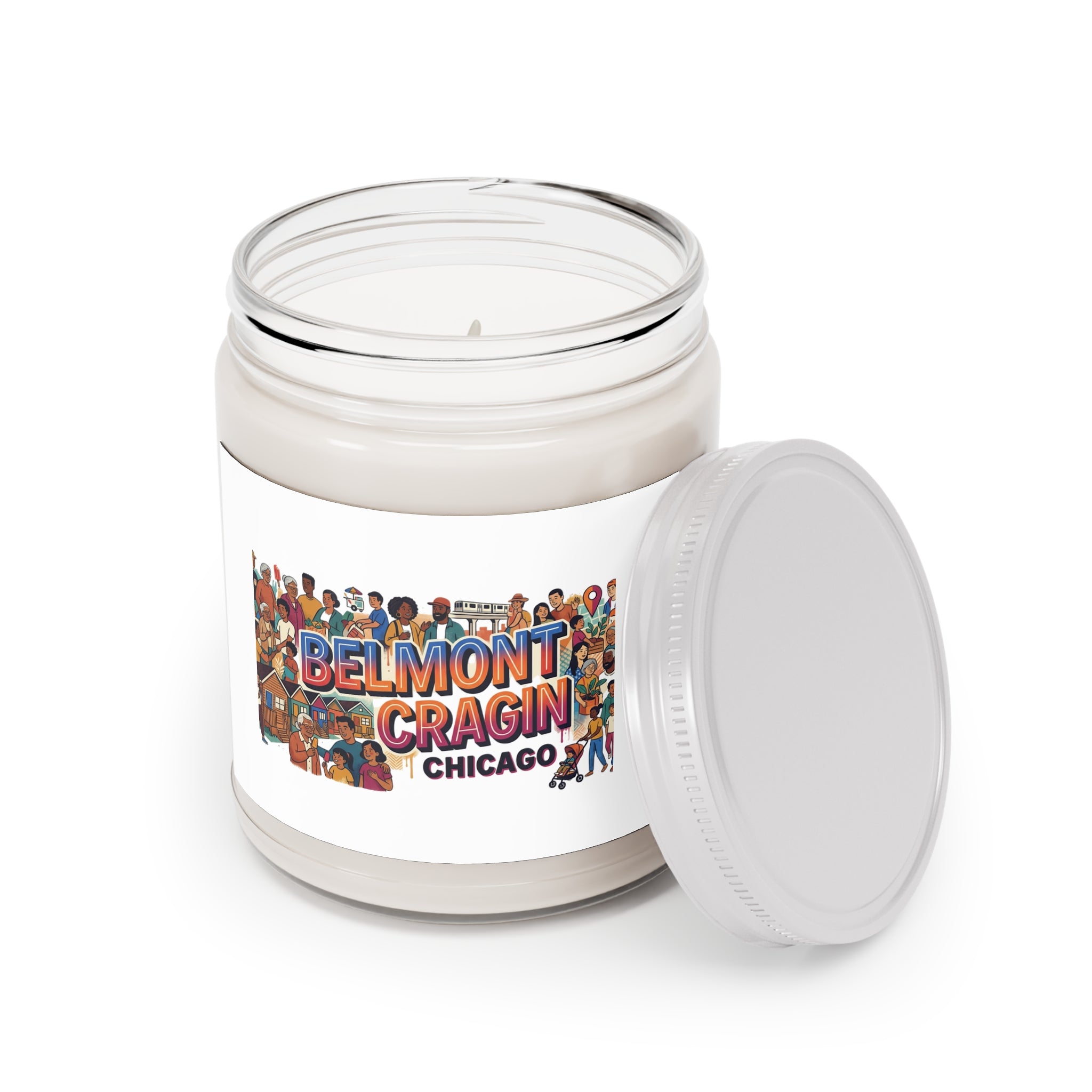 Belmont Cragin Chicago Scented Soy Candle — 9oz White Lid (Neighborhood Pride)