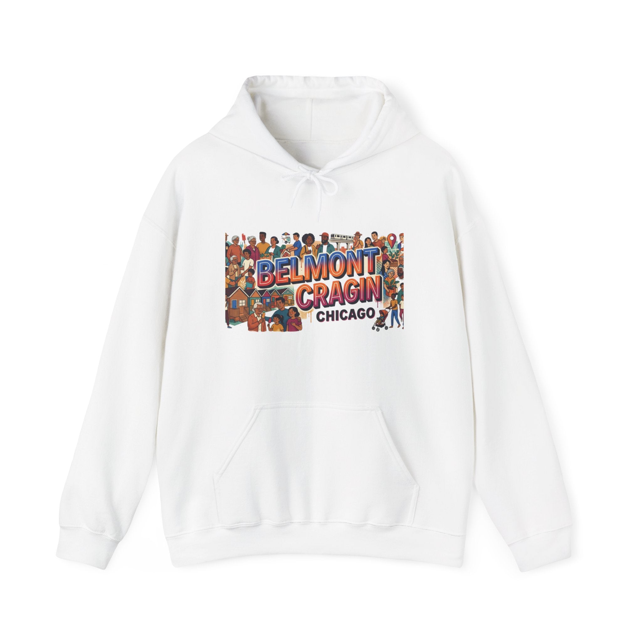 Belmont Cragin Chicago Neighborhood Hoodie – Vintage Postcard Street Art Crew
