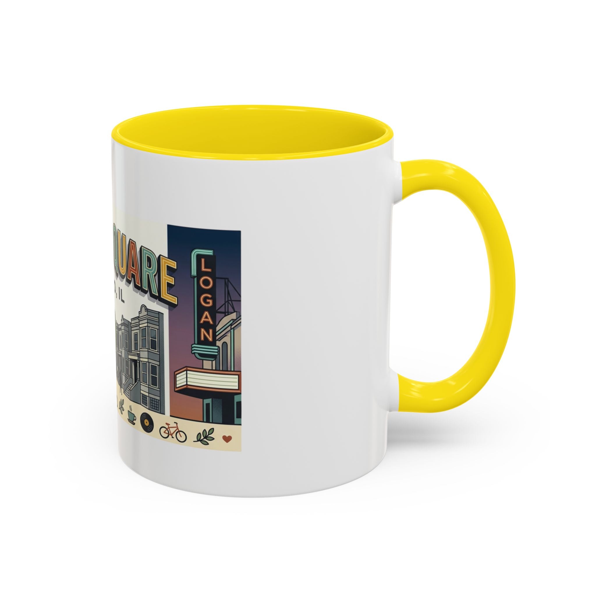 Logan Square Chicago Accent Coffee Mug — Retro Neighborhood Scenic 11/15oz