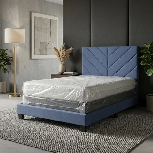 Bed uphostered blue 1