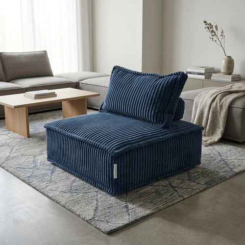 Corduroy Floor Chair with Backrest – Midnight